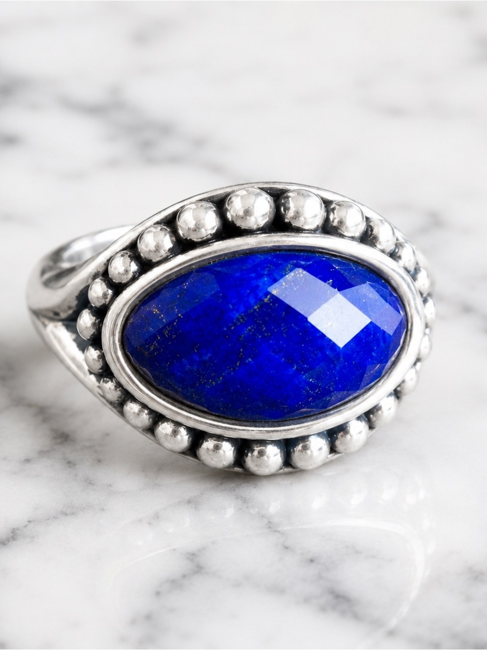 LAGOS Caviar Maya Lapis Lazuli Doublet Sterling Silver Ring Size 7